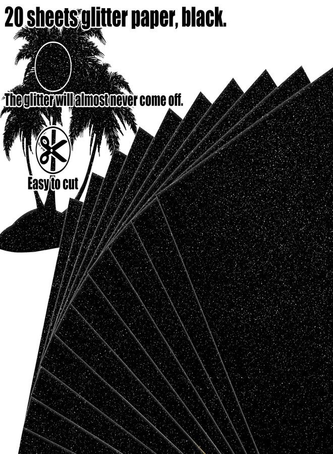 FEILIBAY 20 Sheets Black Glitter Cardstock Paper, A4 Size Glitter Paper for Crafts, Birthday and Wedding Party decorations, Gift Box packing and Other DIY Projects, 250GSM/92lb - Image 3