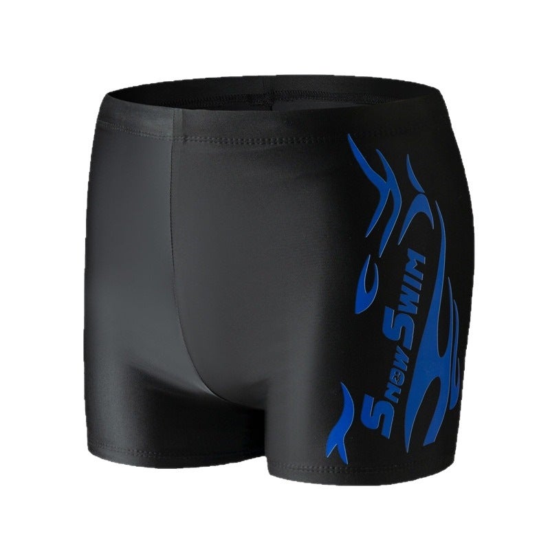 Men's Blue Flame Swim Trunks, Comfortable Quick-Dry Large Size Adult Swimwear