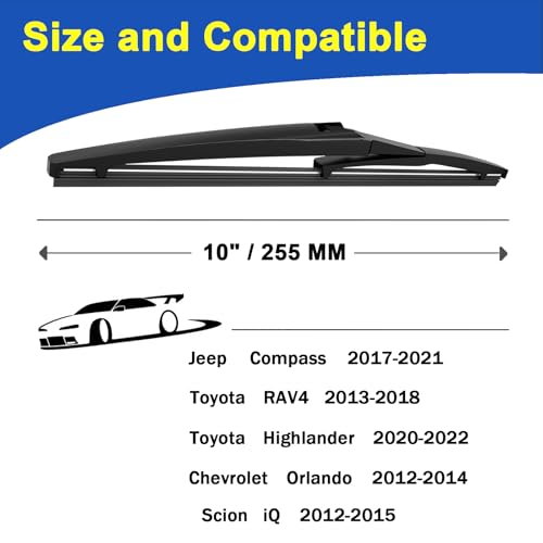 SIMPWIBLD 10 Inch Rear Wiper Blade for 2013-2017 Toyota RAV4 Windshield Wiper Blade Set (Set of 2) - Image 2