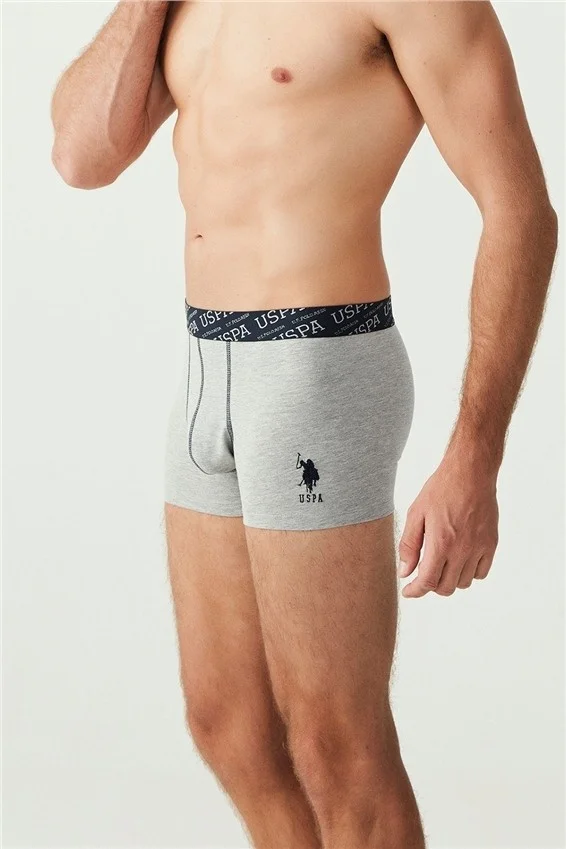 يو اس بولو اسن BASE. Polo Assn. Men's Red - Gray Melange - Navy Blue 3-Piece Boxer 80336