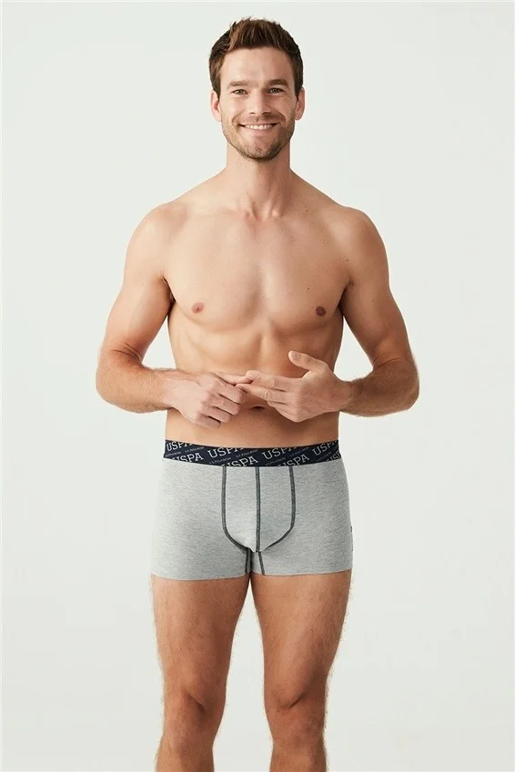 يو اس بولو اسن BASE. Polo Assn. Men's Red - Gray Melange - Navy Blue 3-Piece Boxer 80336