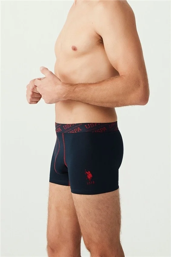 يو اس بولو اسن BASE. Polo Assn. Men's Red - Gray Melange - Navy Blue 3-Piece Boxer 80336