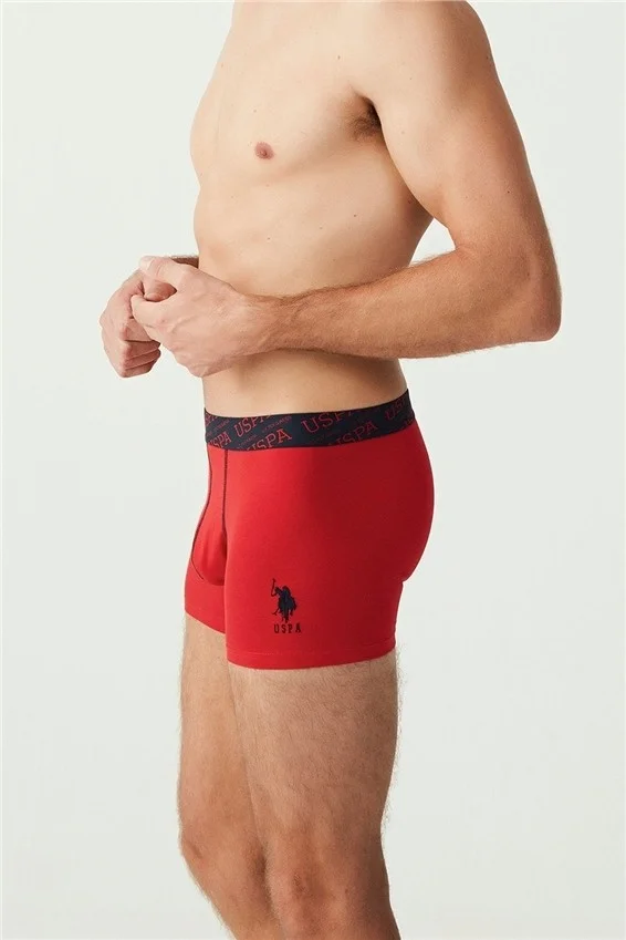 يو اس بولو اسن BASE. Polo Assn. Men's Red - Gray Melange - Navy Blue 3-Piece Boxer 80336