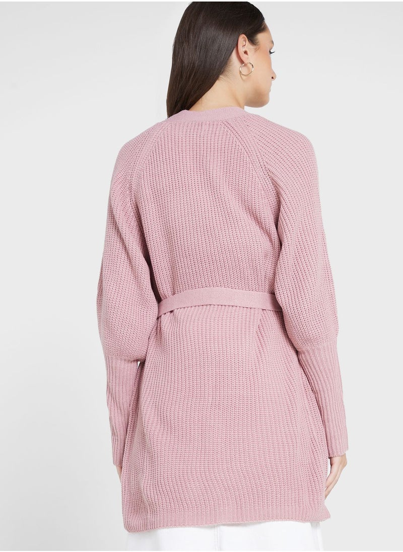 ELLA - Longline Cardigan With Tie Front - Image 1