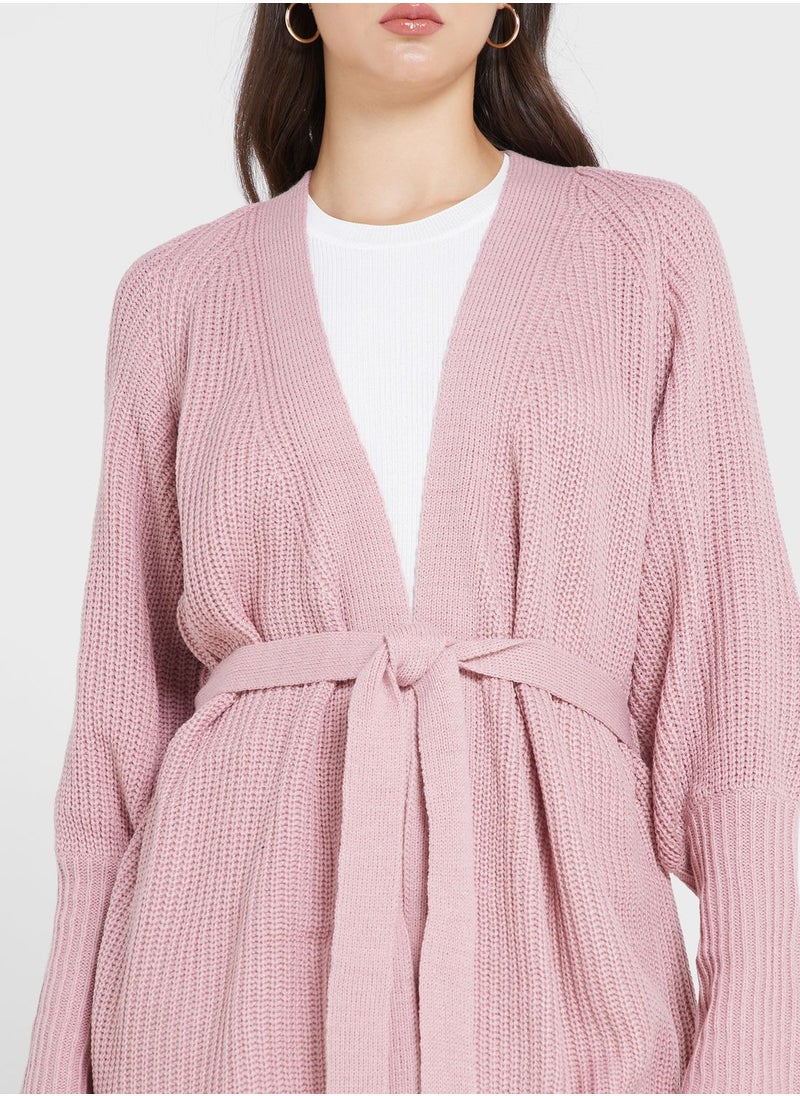 ELLA - Longline Cardigan With Tie Front - Image 1