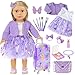DONTNO American 18 Inch Doll Accessories with Travel Suitcase Makeup Play Set and ClothesShoulder BagEye Shadow PlateButterfly HairpinBraceletLipstickHair TieEyelash BrushNo Doll and Shoes - Image 2