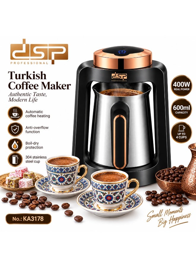 دي اس بي ماكينة قهوة تركية DSP KA3178 بقوة 400 واط وسعة 600 مل (4 أكواب) - Image 5
