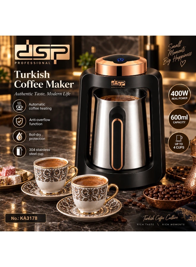 دي اس بي ماكينة قهوة تركية DSP KA3178 بقوة 400 واط وسعة 600 مل (4 أكواب) - Image 3
