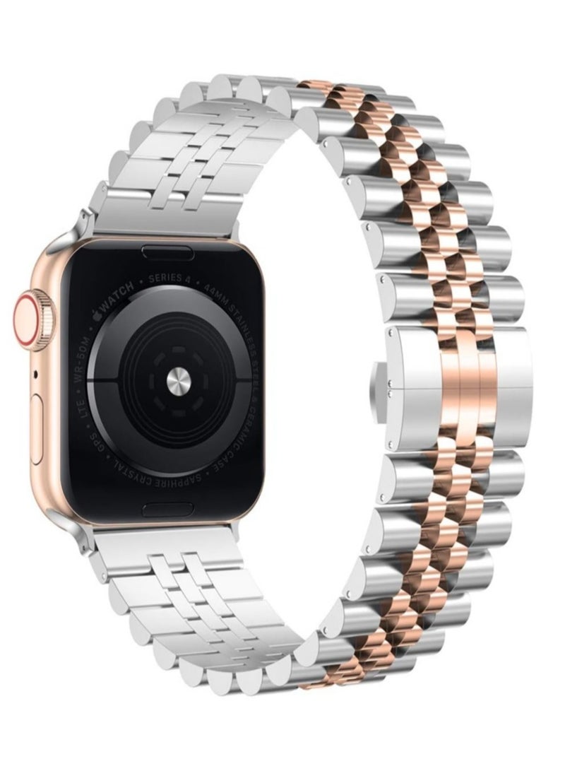 ELTRAZONE Compatible with Apple Watch Band 41mm 40mm 38mm, Stainless Steel Heavy Band with Butterfly Folding Clasp Link Bracelet for Watch Series8/7/6/ SE Series 5/4/3/Men Women - Image 1