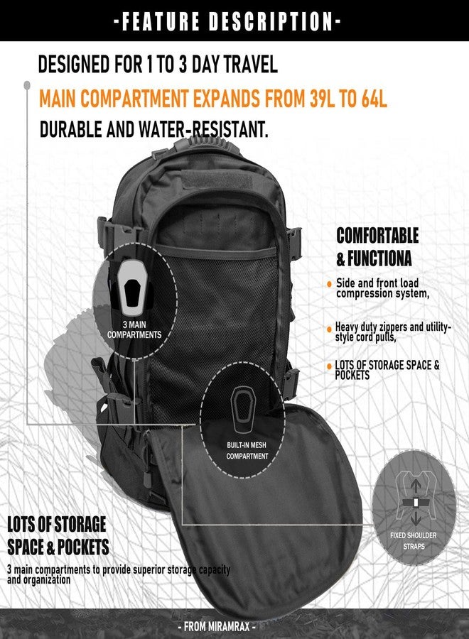 Miramrax Tactical Backpack Military Hiking Daypack - Molle Backpack for Men 3 Day Assault Pack Bug Out Bag for Camping Travel Army Hunting Gym Rucksack Survival (Black) - Image 5