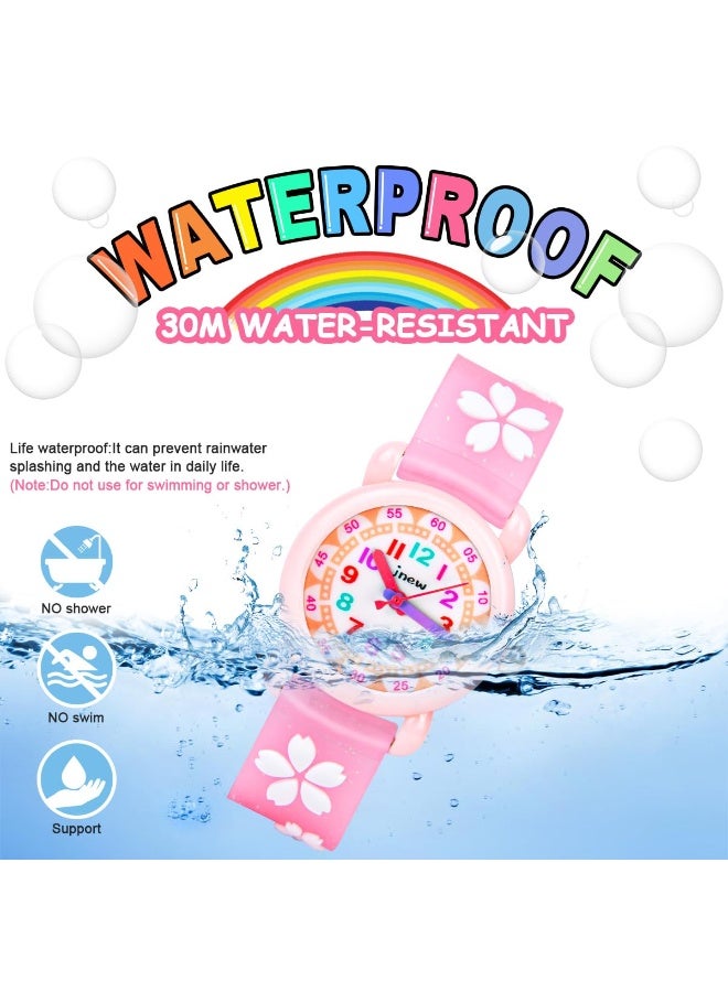 ساعة للأطفال، ساعة بنات مقاومة للماء بتصميم كرتوني ثلاثي الأبعاد لطيف مع حزام سيليكون، ساعة معصم للأطفال، هدية للبنات والأولاد من سن 3-11 سنة - Image 5