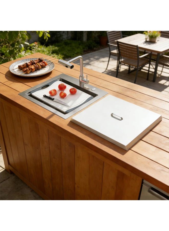 Lordear 21" x 20" Outdoor Kitchen Workstation Sink with Pull Out Faucet 16 Gauge Stainless Steel Bar Prep Sink - Image 2