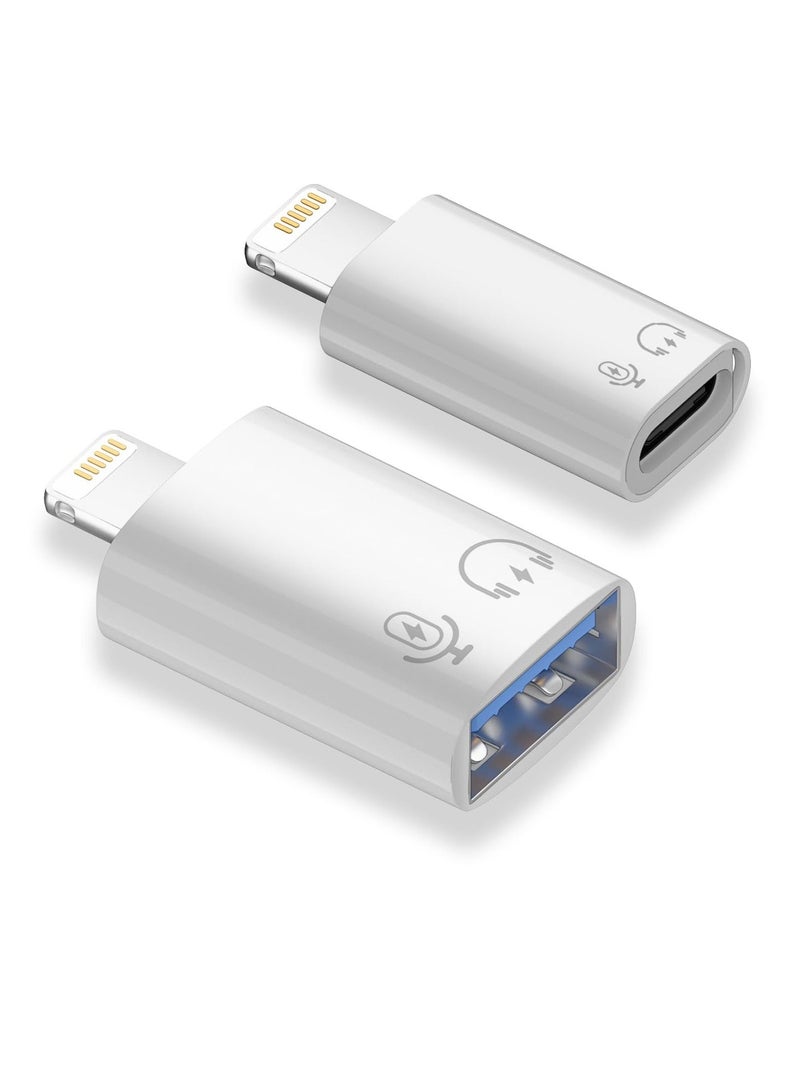 2 Pack Lightning to USB C Adapter, USB C/USB 3.0 Female to Lightning Male OTG Adapter for iPhone/iPad, Support Connect Card Reader, U Disk, USB Flash Drive, Keyboard, Mouse and More - Image 1