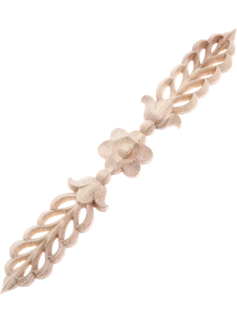 SYOSI Wood Appliques, 4-Pack Decorative Onlays for Furniture, Leaf and Flower Center Side Decals, Corner Frame Wall Cabinet Bed Ceiling Molding Embellishments, 24.5x3.5cm Natural Wood - Image 4