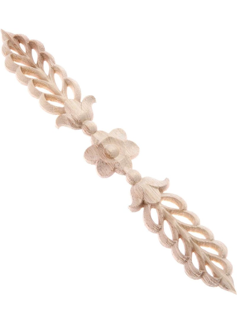 SYOSI Wood Appliques, 4-Pack Decorative Onlays for Furniture, Leaf and Flower Center Side Decals, Corner Frame Wall Cabinet Bed Ceiling Molding Embellishments, 24.5x3.5cm Natural Wood - Image 3