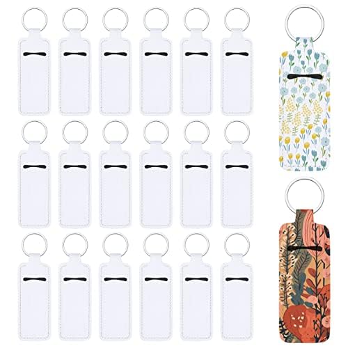 Valyria Valyria Sublimation Blanks Chapstick Holder Keychains Lipstick Holder Keychains Chapstick Holder Bulk (White-Rectangle (20 Pcs))  - Image 1