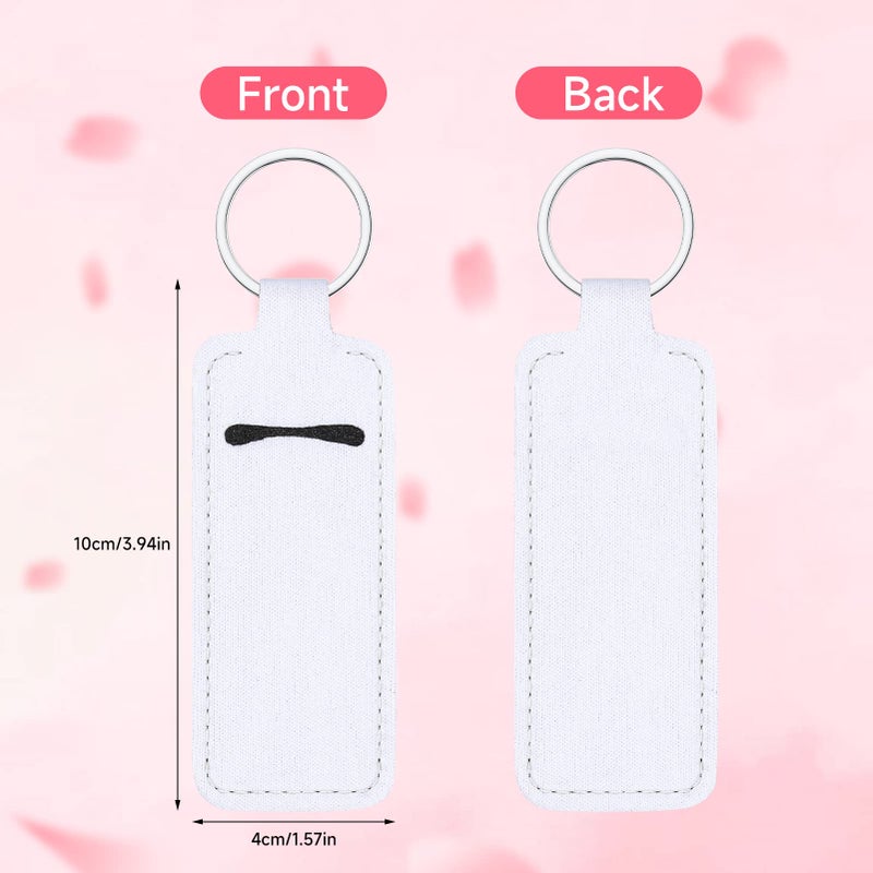 Valyria Valyria Sublimation Blanks Chapstick Holder Keychains Lipstick Holder Keychains Chapstick Holder Bulk (White-Rectangle (20 Pcs))  - Image 4