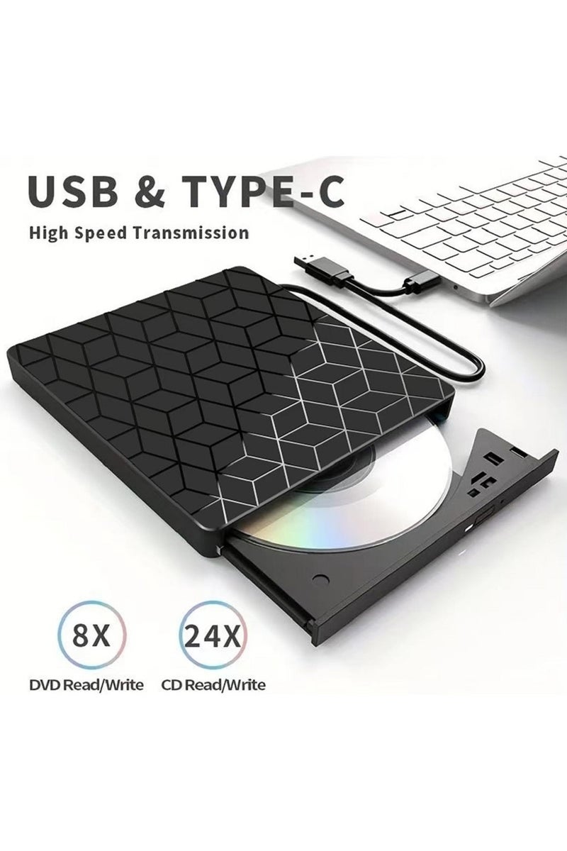 Portable External CD/DVD Drive, 7-in-1USB 3.0 Slim Portable CD/DVD Burner, CD ROM Player, External Drive with with 4 USB Ports and 2 SD Card Slots | Plug & Play for Windows 11/10/8/7, Mac OS, Linux (BLACK) - Image 3