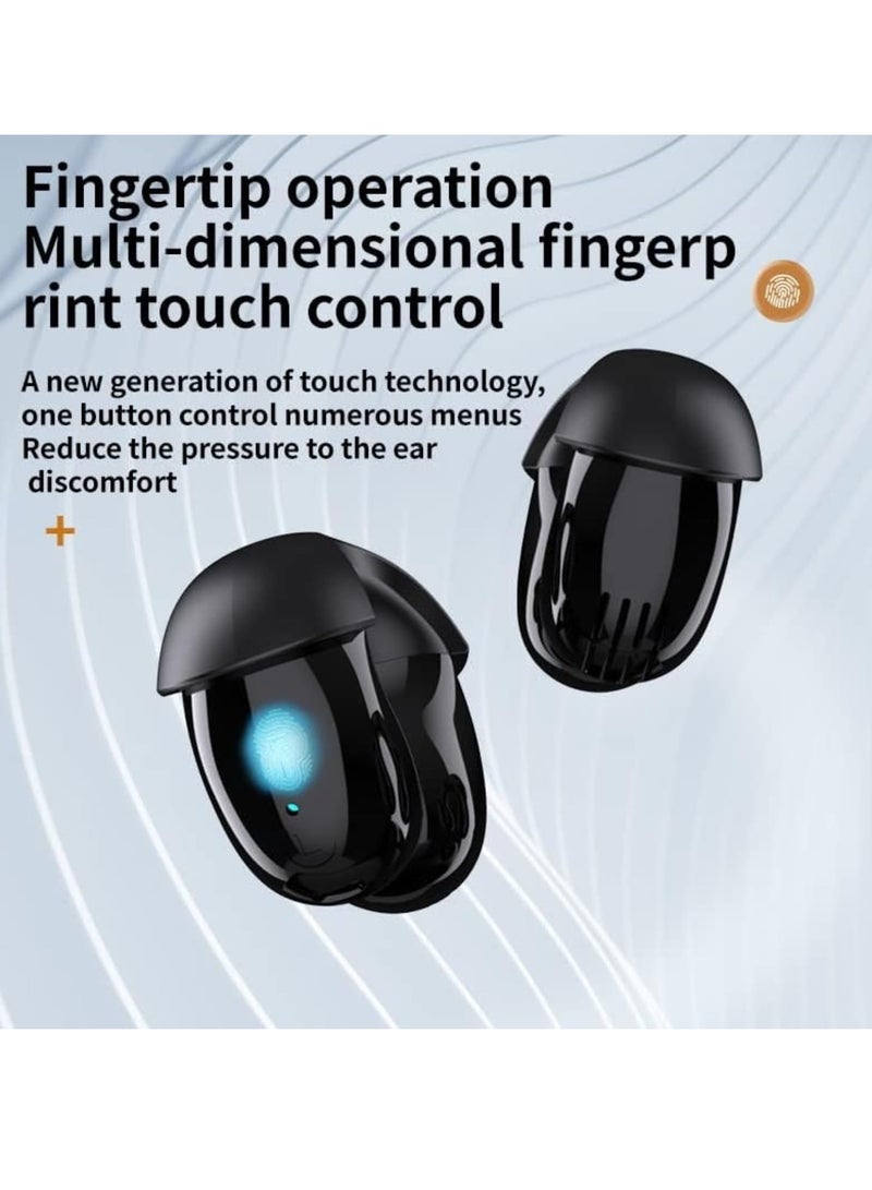 SYOSI Open Ear Clip Headphones, Clip On Earbuds Wireless Open Ear Headphones, Bluetooth 5.3, 80 Hours Playtime with Charging Case, Headphones with Mic Waterproof Sport Earbuds for Running (Black) - Image 5