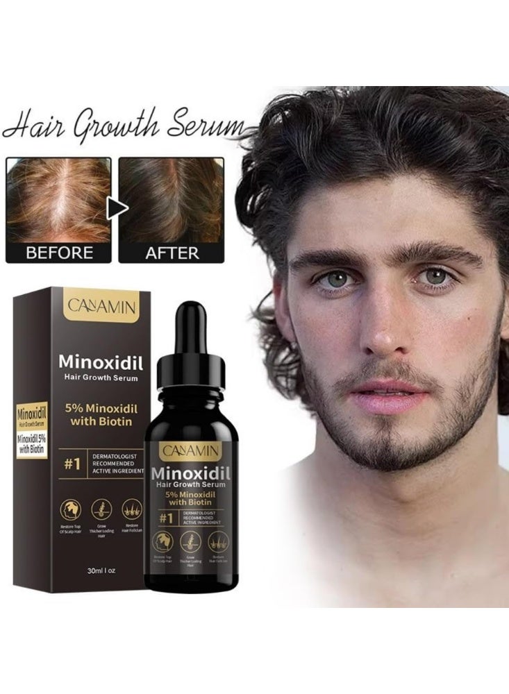 CANAMIN 5% Minoxidil Hair Growth Serum for Men and Women, Hair Regrowth Treatment for Stronger, Thicker, and Longer Hair, Facial Hair Grooming and Thickening Solution - Image 4