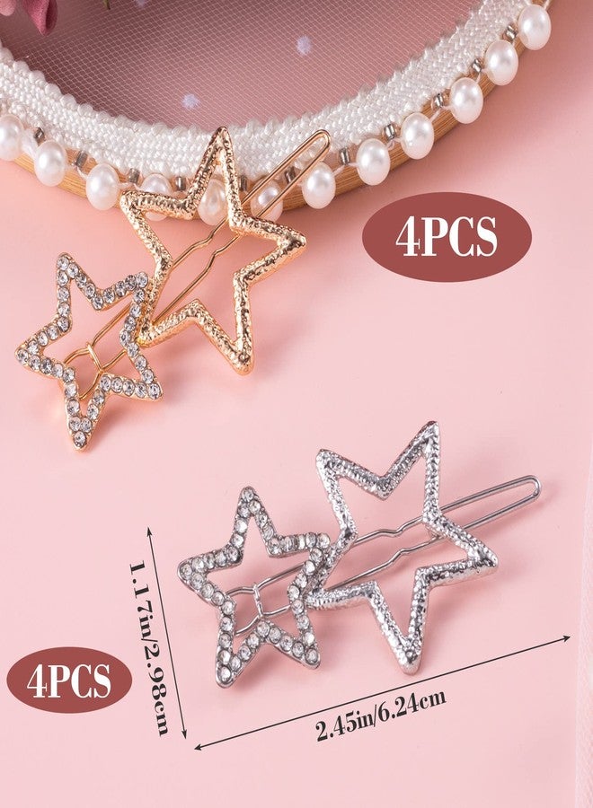 OIIKI Star Hair Accessories: 8pcs Elegant Metal Rhinestone Geometric Hairpins - Silver Golden Hollow Clips for Women, Girls' Styling - Image 2