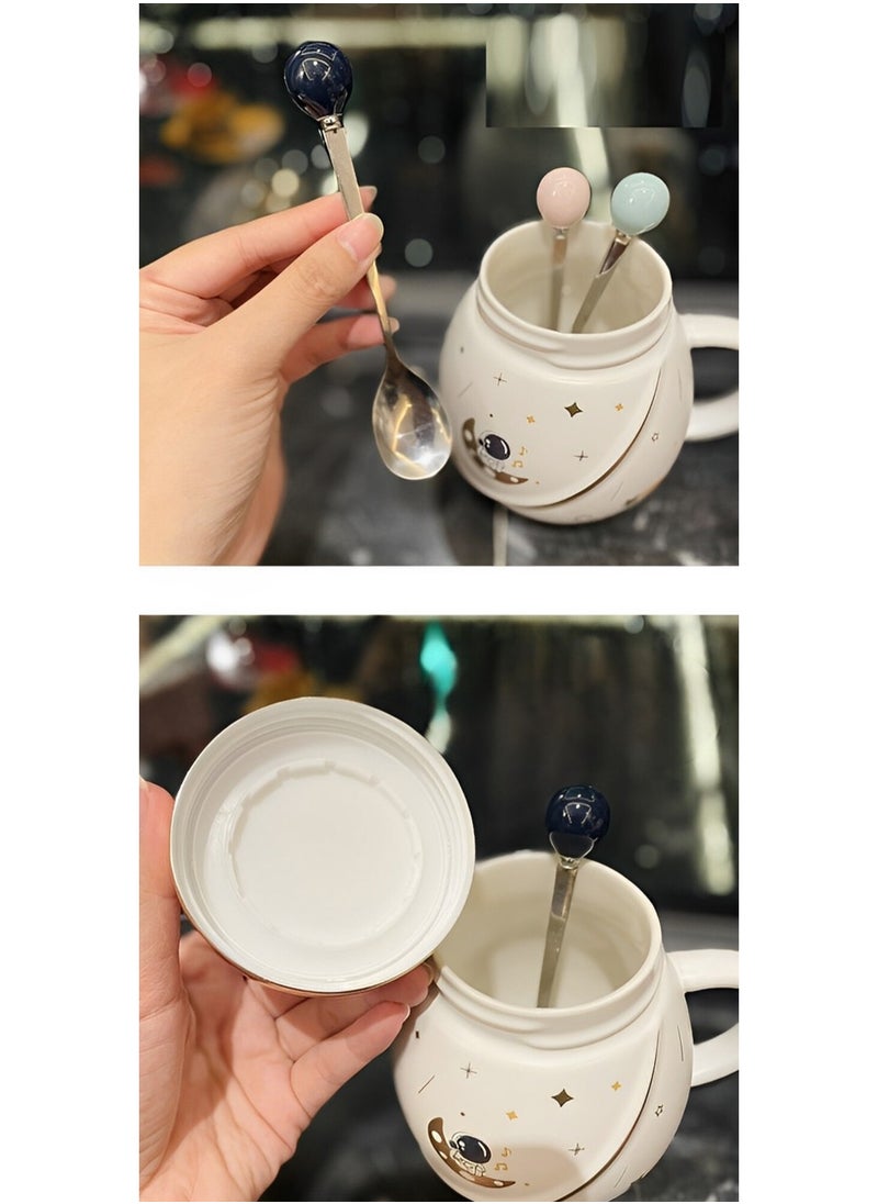 Fearlex Astronaut Ceramic Mug for Coffee, Tea and Milk | Porcelain Mug with Lid, Spoon and Gift box | Luxury Style Cup Gift for all Glorious Events, Kitchen and Home Decor  - Image 5