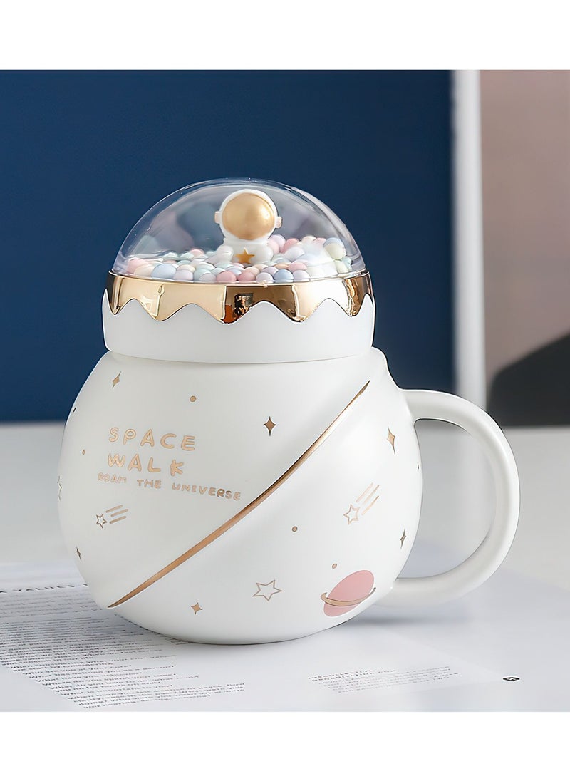 Fearlex Astronaut Ceramic Mug for Coffee, Tea and Milk | Porcelain Mug with Lid, Spoon and Gift box | Luxury Style Cup Gift for all Glorious Events, Kitchen and Home Decor  - Image 1