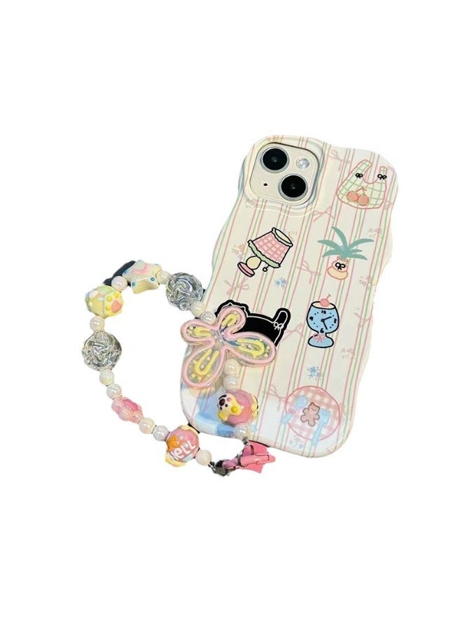 NIBEMINENT Beaded Phone Lanyard, Anti Lost Removable Wrist Strap，Brown Heart Bracelet Pendant, Phone Keychain Lanyard - Image 2