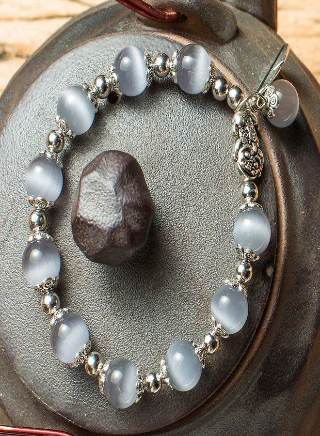 MANRUO Feng Shui The Best 10mm Natural Tiger's Eye Beads Bracelet with Silver Plated Pi Xiu/Pi Yao Pendant Amulet Bangle Attract Lucky Wealthy (Grey) - Image 2