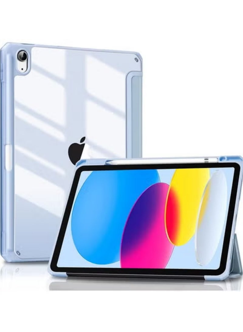 Rock Pow Case for iPad Air 11 inch M3 2025/Case for iPad Air 11 inch M2 2024 and iPad Air5 10.9 inch 2022/Air4 10.9 inch 2020 Gen with Pencil Holder Clear Transparent Slim Stand Auto Wake/Sleep,Cover for air 5th/air 4th 10.9inch 2022/2020,air 6th/air 7th 11inch 2025/2024 - Image 1