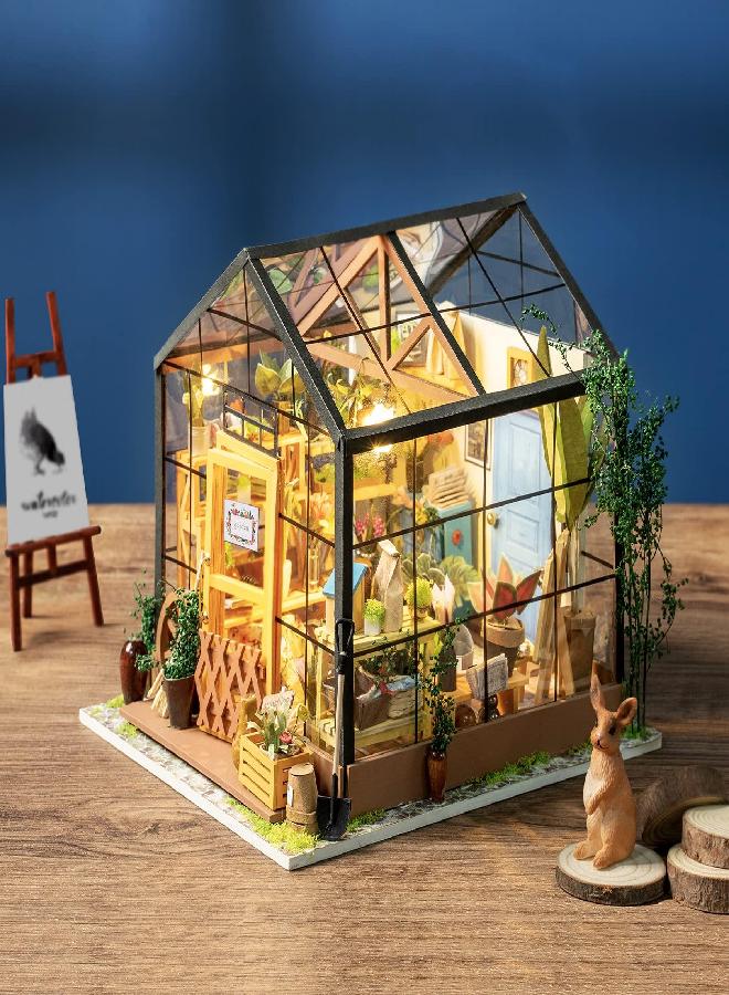 Rolife Rolife DIY Miniature Dollhouse Kits, Tiny Model House for Adults to Build, Mini Greenhouse Model Kits with LED Lights, DIY Crafts/Birthday Gifts/Home Decor for Family and Friends (Cathy's Greenhouse) - Image 2