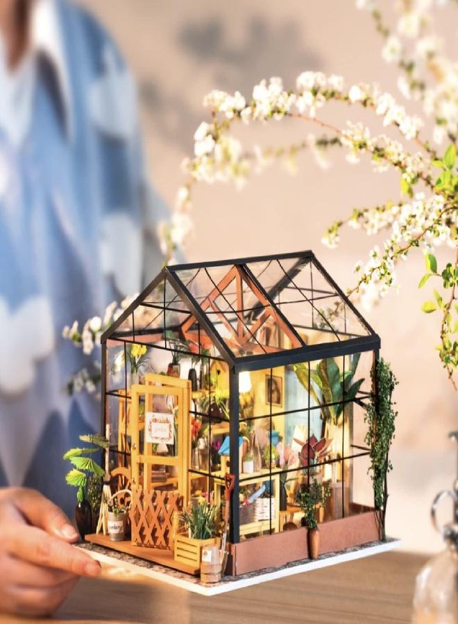 Rolife Rolife DIY Miniature Dollhouse Kits, Tiny Model House for Adults to Build, Mini Greenhouse Model Kits with LED Lights, DIY Crafts/Birthday Gifts/Home Decor for Family and Friends (Cathy's Greenhouse) - Image 1