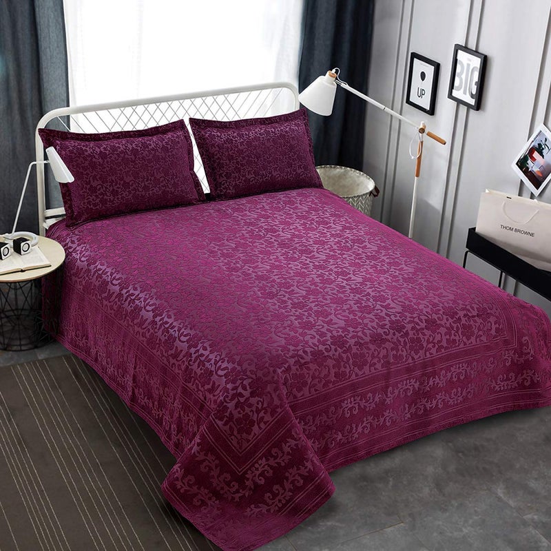 Victor Victor Splash CoralCotton Viscose Double Bedcover with Pillow Covers Easy WashExtra Soft BreathableFade Resistant Cooling 90 x 100 228cm x 254cm Wine - Image 1