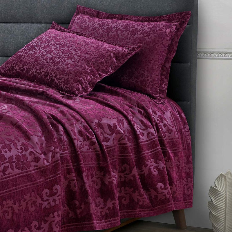 Victor Victor Splash CoralCotton Viscose Double Bedcover with Pillow Covers Easy WashExtra Soft BreathableFade Resistant Cooling 90 x 100 228cm x 254cm Wine - Image 2