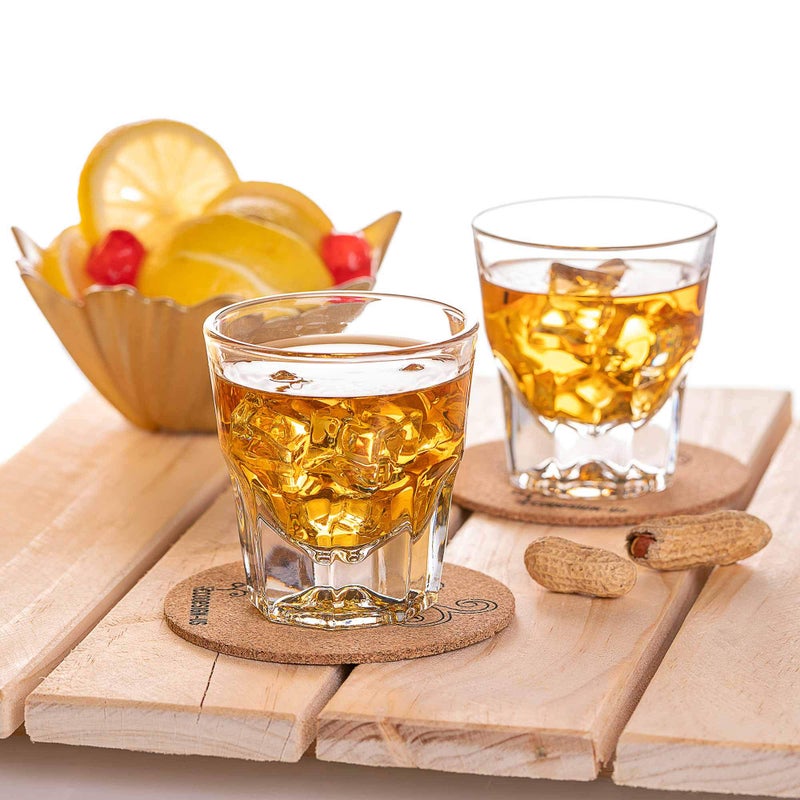 ECODESIGN-US ECODESIGN-US Set of 4 Gibraltar Rocks/Espresso Glasses - 4.5 Ounce - for Cortado Coffee Shots - w/Coasters  - Image 3