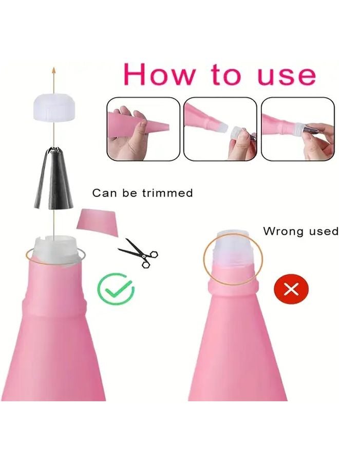 Pink Stainless Steel Cake Decorating Set With 10 Nozzles And Icing Bags For Baking - Image 4