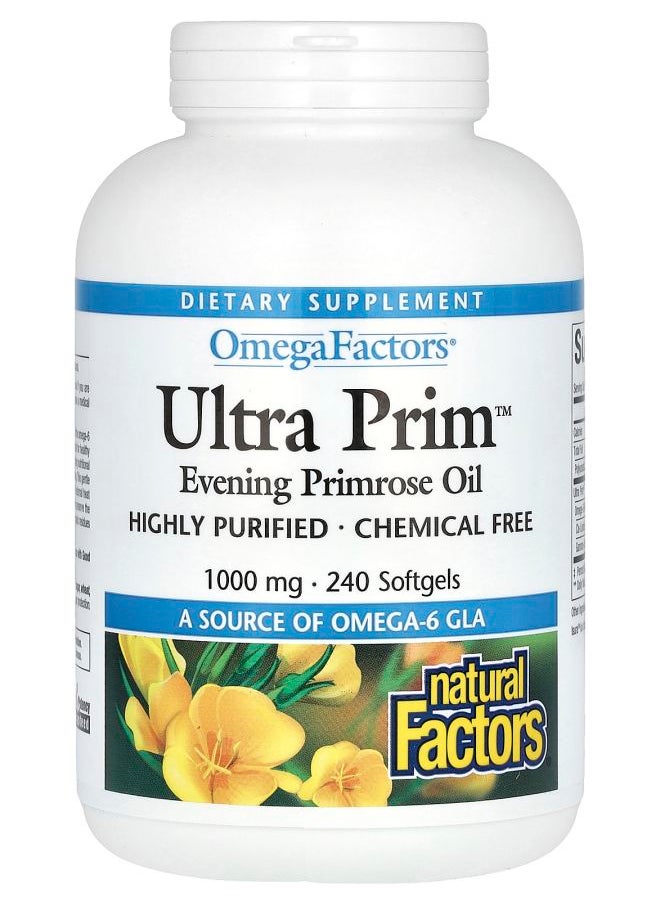 natural Factors OmegaFactors Ultra Prim Evening Primrose Oil 1000 mg 240 Softgels 