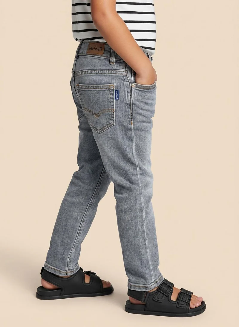 نوتيناتي Nautinati Boys Pure Cotton Mid Grey Loose Fit Jeans