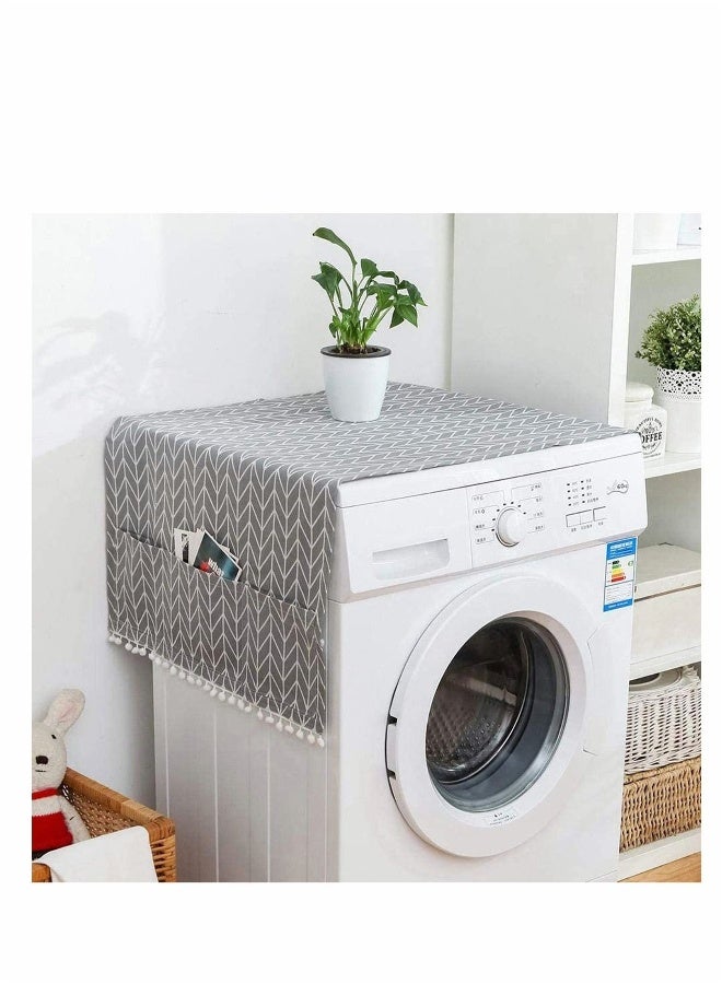 Fridge Dust Cover,Refrigerator Dust Proof Cover,Washing Machine Top Cover,Washing Machine Cover (55x130cm Gray Arrow) - Image 1