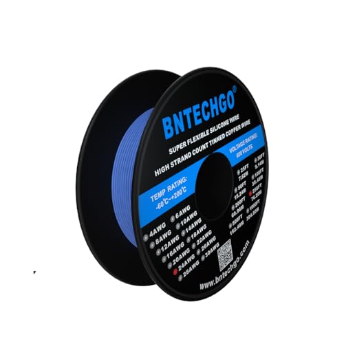 BNTECHGO 24 Gauge Silicone Wire Spool 250 ft Blue Flexible 24 AWG Stranded Tinned Copper Wire - Image 3