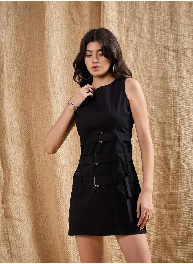 ساسافراس Belt Detail Sleeveless Sheath Mini Dress