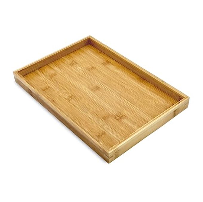 BAM BOO NATURAL BAMBOO SERVING TRAY MODERN RECTANGULAR FOR FOOD DRINKS DECOR VANITY IN HOME KITCHEN BATHROOM COFFEE TABLE BEDMEDIUM 13 X 9 X 12