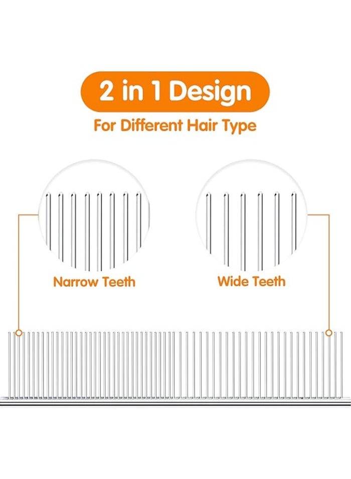 Pet Stainless Steel Grooming Comb - 7.5-inch Rounded Tip Comb for Detangling, Anti-Static - Universal Cat & Dog Hair Comb - Image 3