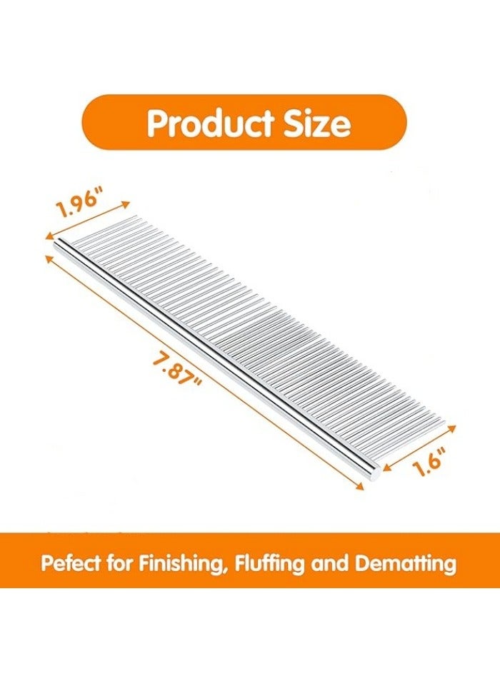 Pet Stainless Steel Grooming Comb - 7.5-inch Rounded Tip Comb for Detangling, Anti-Static - Universal Cat & Dog Hair Comb - Image 2