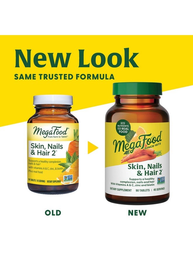 MegaFood Skin, Nails & Hair 2 - for Women & Men - Biotin, Vitamin A, C, Zinc, Vitamin B6, E, Pantothenic Acid - Vegan - Made Without 9 Food Allergens - 60 Tabs (30 Servings) - Image 3