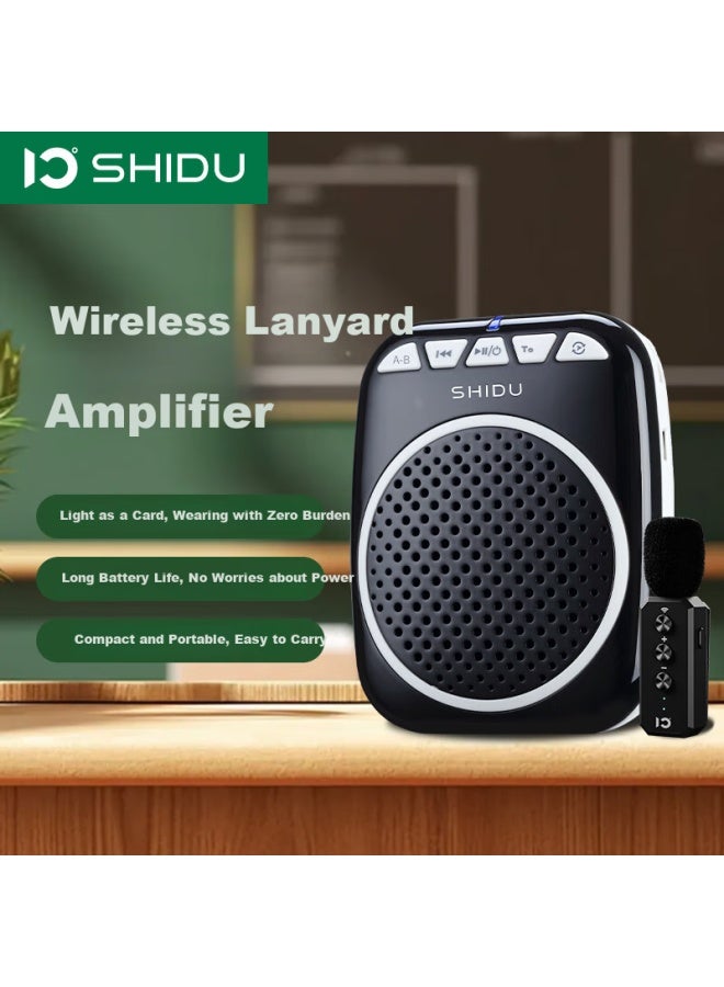 S308 Mini Bee Voice Amplifier Teacher's Special Lecture Amplifier High Volume Outdoor Speaker Tour Guide Long Battery Life Anti-howling Shouting Speaker With Collar Microphone Classic Black