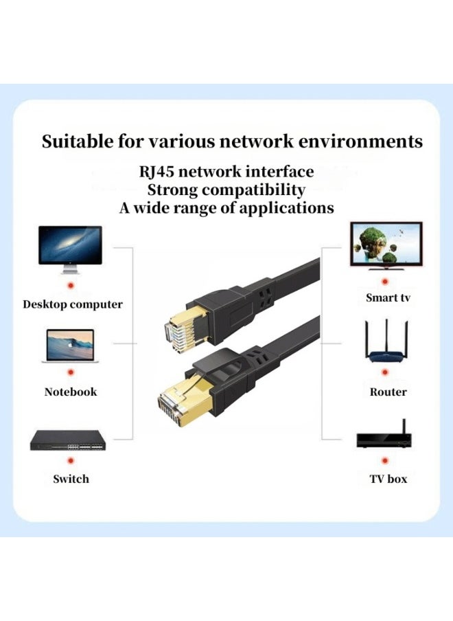 CAT8 Ethernet Cable, High Speed Heavy Duty Cat8 LAN Network Cable 40Gbps, 2000Mhz with Gold Plated RJ45 Connector for Modem, Router, Switch, Gaming, Xbox - Black ﻿