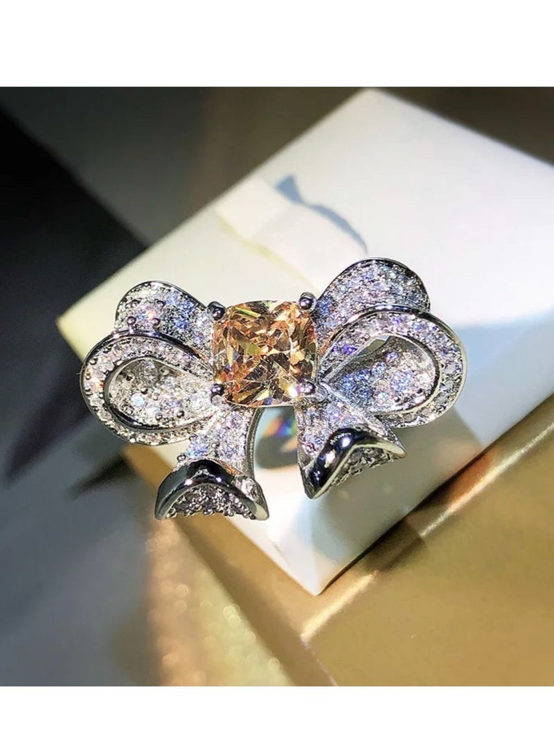 STRATEG 925 Sterling Silver Cubic Zirconia Studded Ring - Image 1