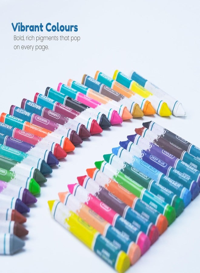 HAUSER ARTZ JUMBO WAX CRAYONS - 24 COLORS | Non Toxic Crayons | Extra Long Wax Crayons, Pack Of 2 (48 PCS) - Image 2