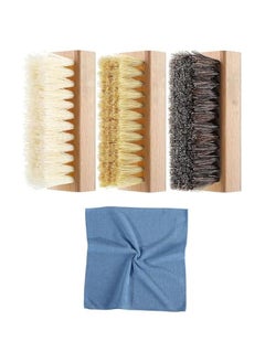 MOXO 3Pcs Sneaker Shoe Cleaner Brush Set Shoes Clean Brush Kit Both Horsehair and Plastic Bristles with Microfiber Cloth  - Image 1
